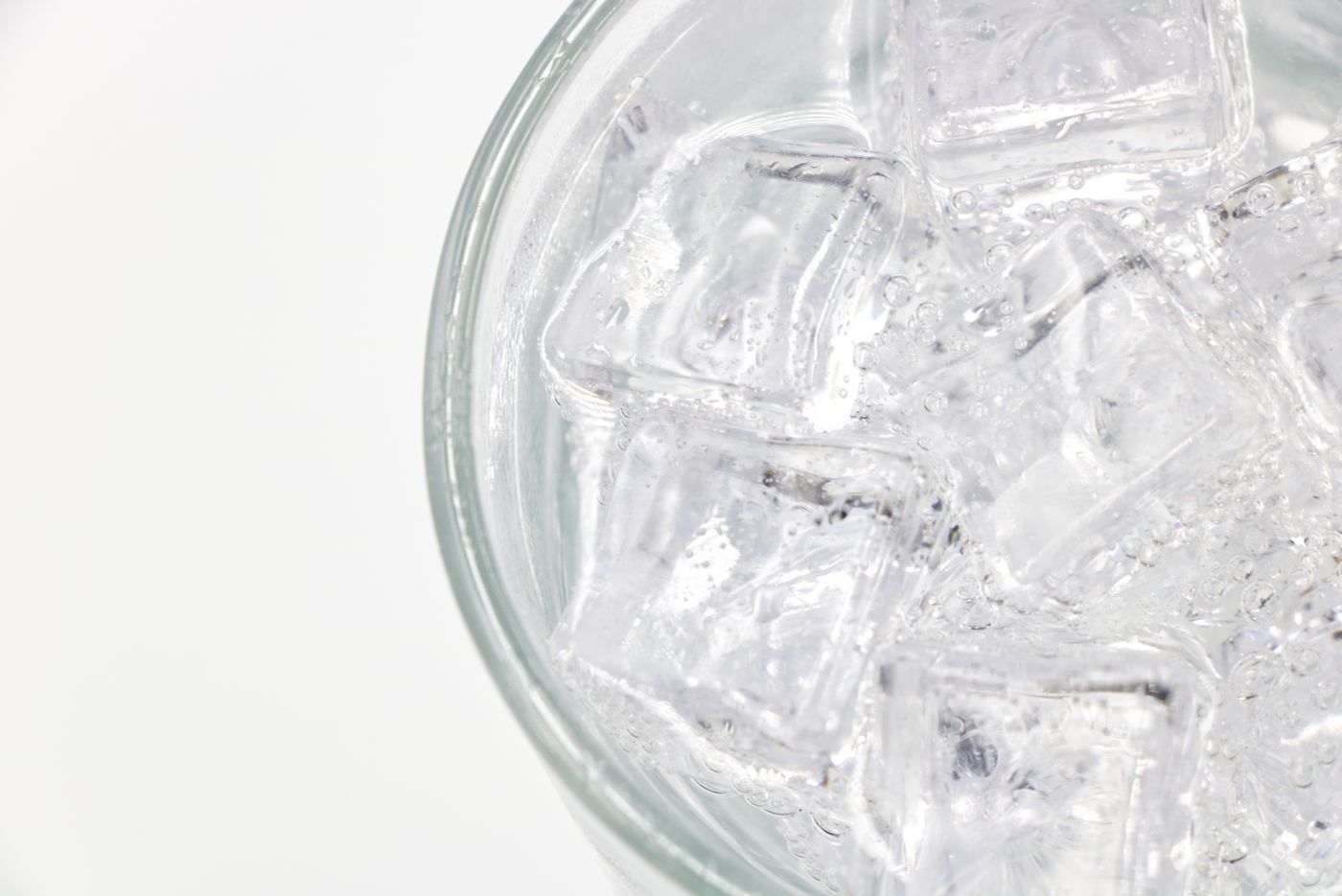 A tumbler filled to the brim with ice